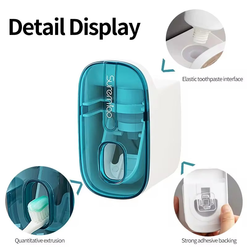 Effortless Oral Care: Automatic Wall-Mounted Toothpaste Dispenser and Toothbrush Holder
