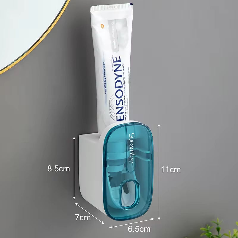 Effortless Oral Care: Automatic Wall-Mounted Toothpaste Dispenser and Toothbrush Holder