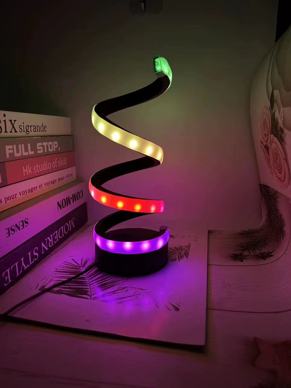 Illuminate Your Space with the Modern Minimalist LED Table Lamp – Dimmable Spiral Design in 3 RGB Colors for Bedroom, Living Room, and Office