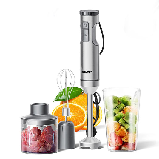 Elevate Your Cooking with the 1000W Professional Hand Immersion Blender - Versatile 4-in-1 Stainless Steel Mixer with Beaker, Processor, and Whisk