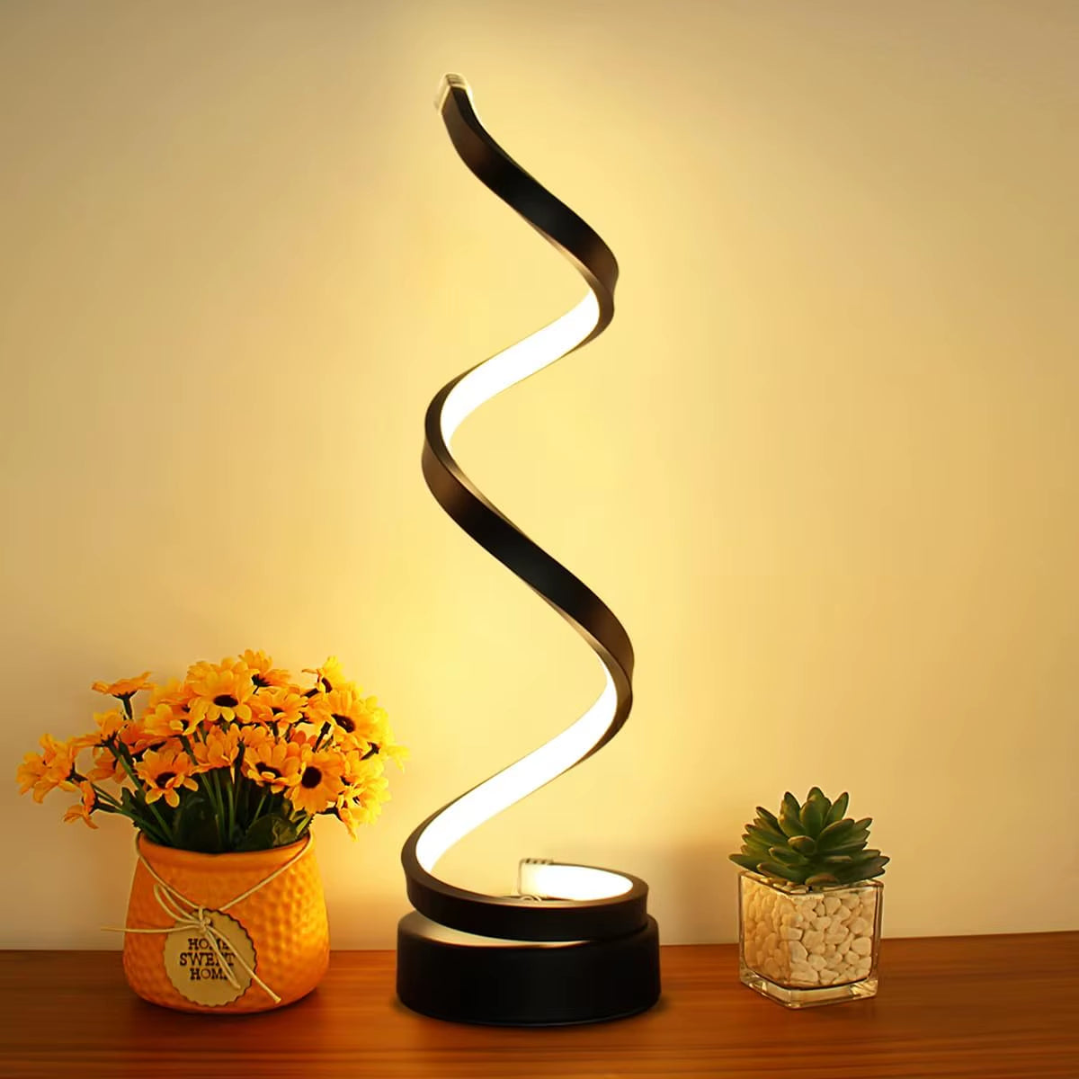 Illuminate Your Space with the Modern Minimalist LED Table Lamp – Dimmable Spiral Design in 3 RGB Colors for Bedroom, Living Room, and Office